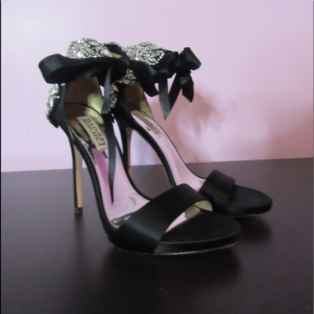 Badgley Mischka Hilda Embellished Satin Sandals